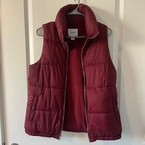 Old Navy Burgundy Puffer Vest